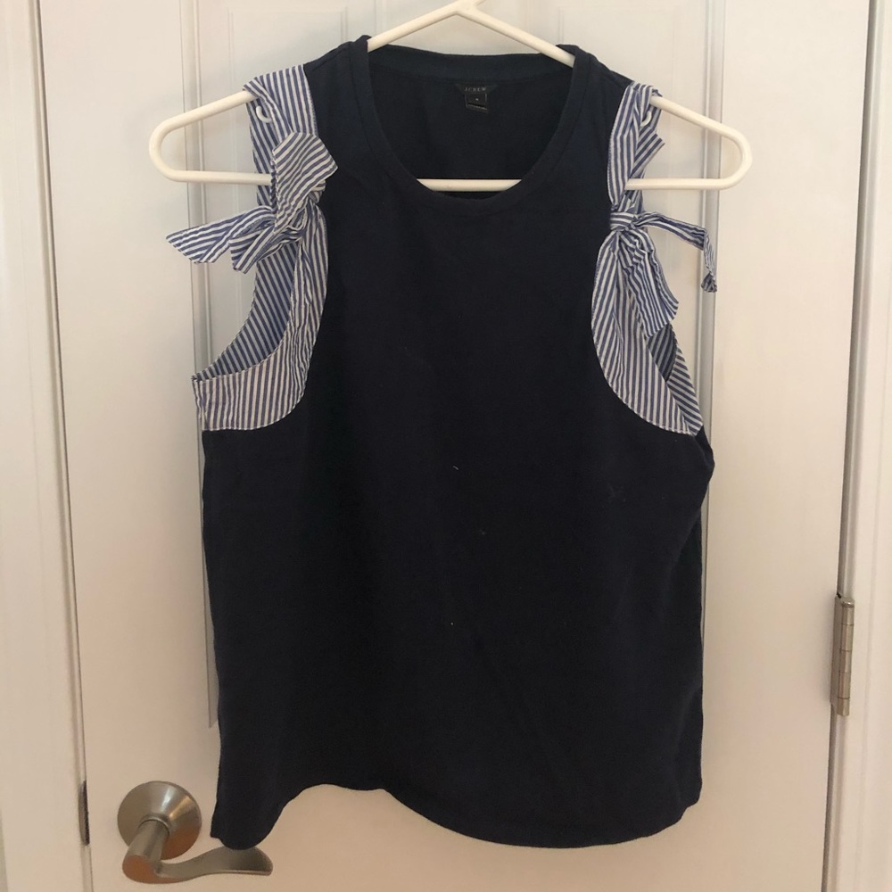 Jcrew navy sleeveless cotton blouse